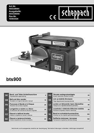 Ponceuse à Bande Et Disque Scheppach BTS900 - 370W, Plateau Ø150mm | Inclinaison 0-45° Pour Atelier