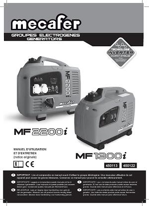 Groupe électrogène Mecafer MF1300i - 1300W, Inverter, Silencieux, Portable - Pour Camping, Bricolage, Extérieur