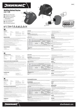 Masque De Soudeur Réglable Silverline 868520 - Protection Visage Et Cou Avec Verre Soulevable