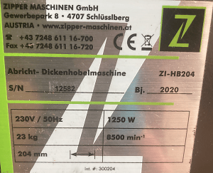Hobelmesser für Zipper ZI-HB204 TYP 2, HSS, 210×16,5×1,5mm – Nord