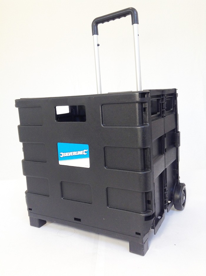 Silverline 633400 Chariot-Caisse Pliable 25 Kg - Léger Avec Poignée Télescopique
