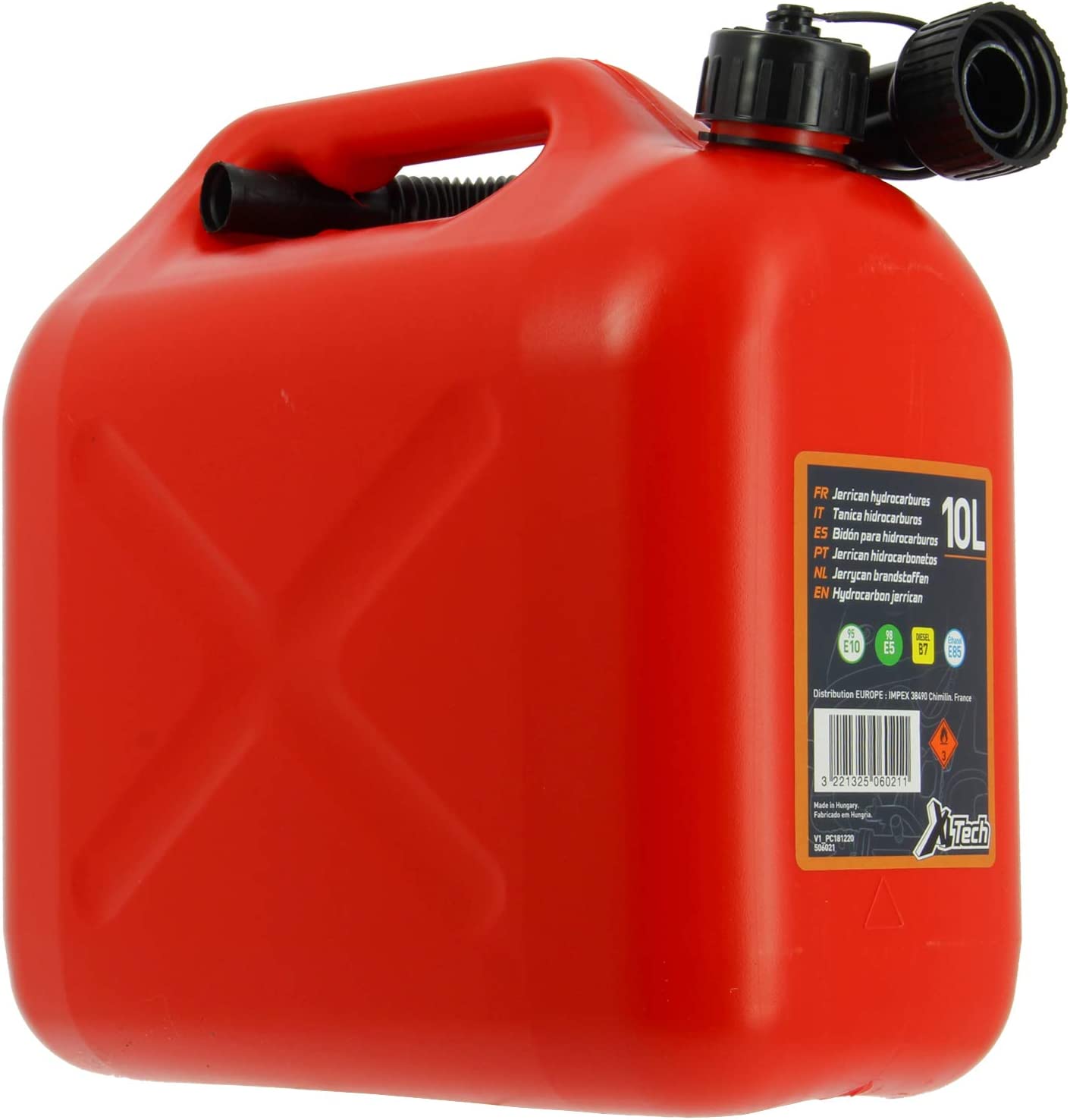 Spares2go Lot De 3 Jerricans Carburant 5L Vert – Essence & Diesel Avec Bec Flexible, Poignée Confort & Bouchon Sécurisé