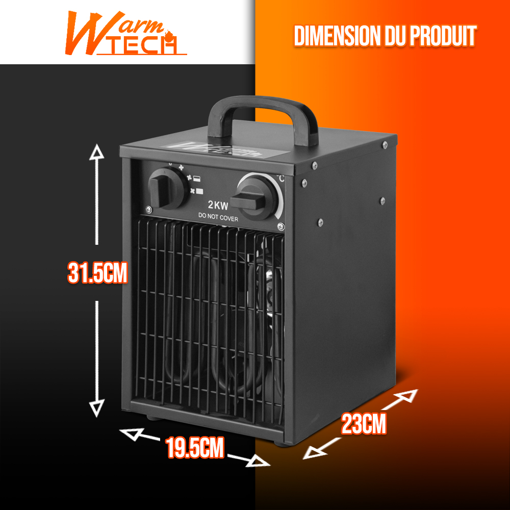 Warm Tech Radiateur Chauffage radiateur électrique d'atelier 2000w thermostat Warm tech ...